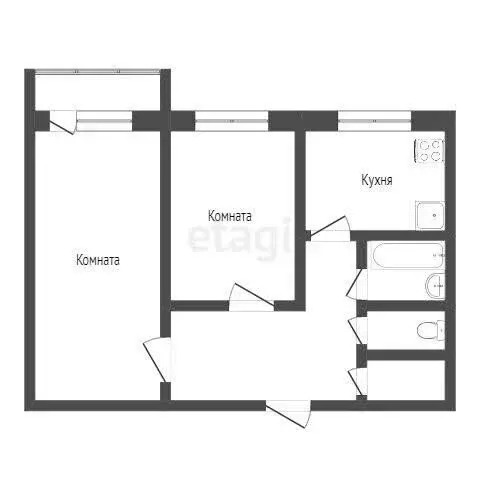 2-комнатная квартира: Абакан, улица Ивана Ярыгина, 45 (43.9 м) - Фото 1