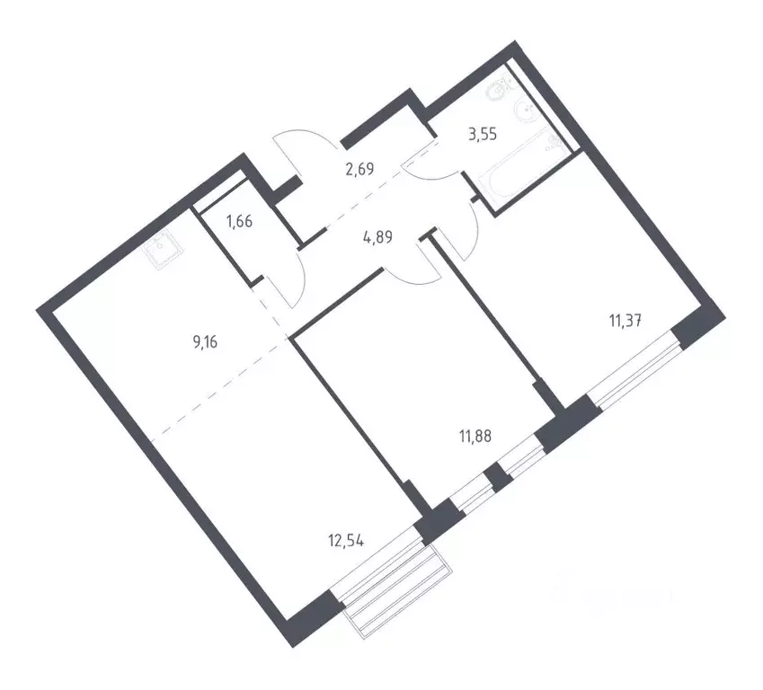 Квартира, 2 комнаты, 57 м - Фото 1