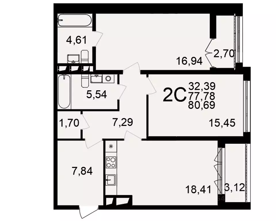 2-к кв. Тульская область, Тула пос. Горелки, Время жилой комплекс ... - Фото 1