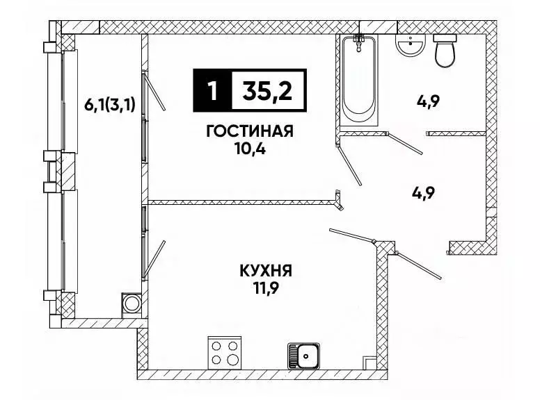 1-к кв. Ставропольский край, Кисловодск  (35.2 м) - Фото 0