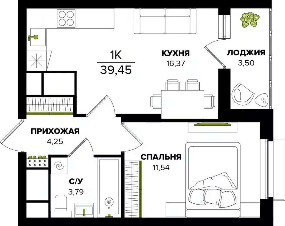 1-к кв. Тульская область, Тула  (39.45 м) - Фото 0