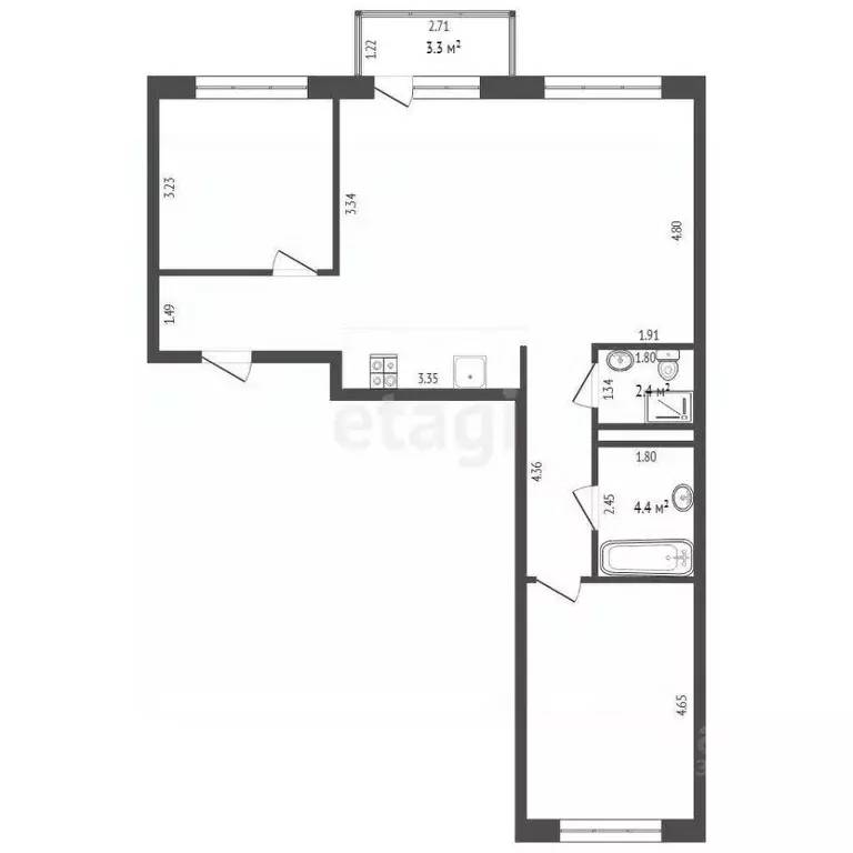 2-к кв. Тюменская область, Тюмень ул. Газовиков, 40 (81.72 м) - Фото 1