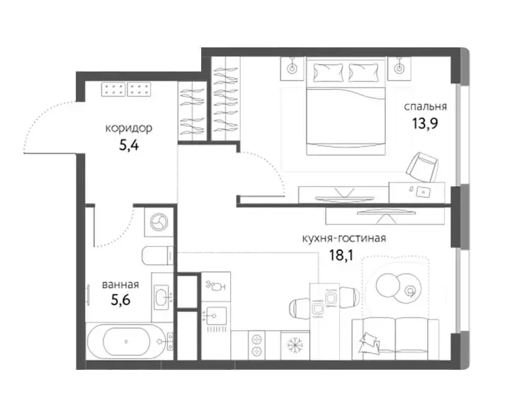 Продаётся 2-к квартира, 43 м - Фото 1