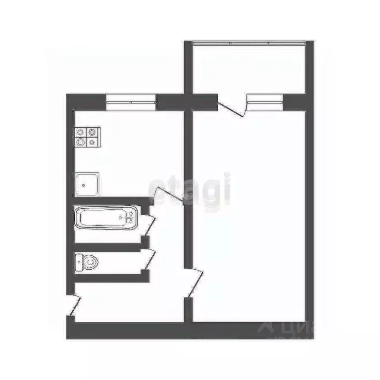 1-к кв. Кемеровская область, Юрга бул. Металлургов, 2 (29.8 м) - Фото 1