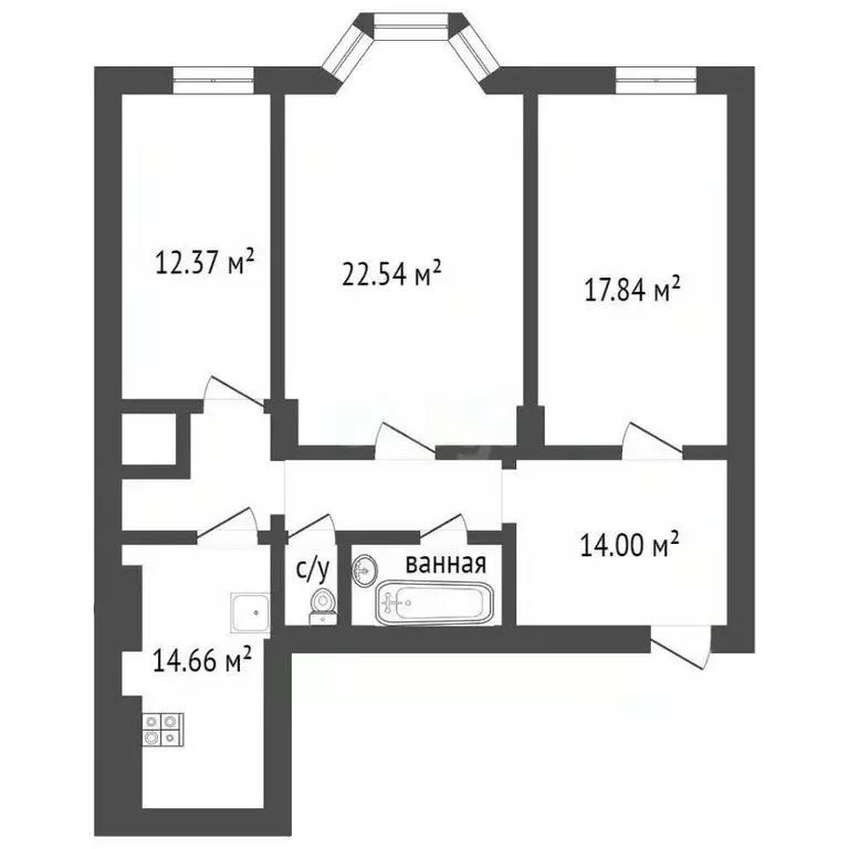 3-к кв. Ульяновская область, Ульяновск ул. Врача Михайлова, 37 (41.0 ... - Фото 2