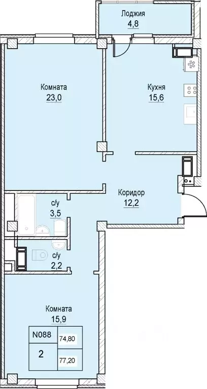 2-к кв. Нижегородская область, Нижний Новгород ул. Июльских Дней (74.8 ... - Фото 0