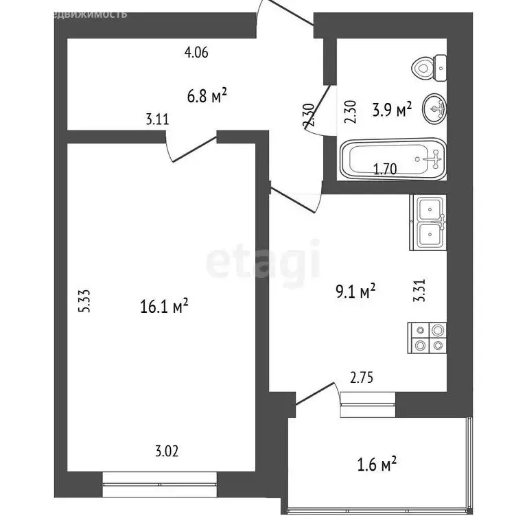 1-комнатная квартира: Самара, проспект Карла Маркса, 313 (37 м) - Фото 1
