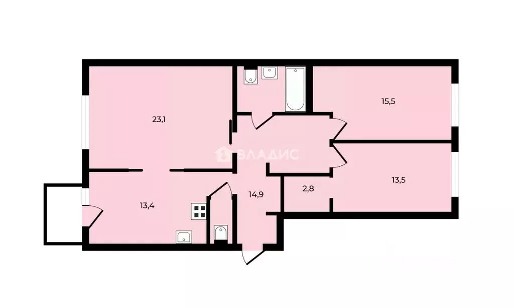 3-к кв. Санкт-Петербург, Санкт-Петербург, Пушкин Саперная ул., 55к2с3 ... - Фото 1