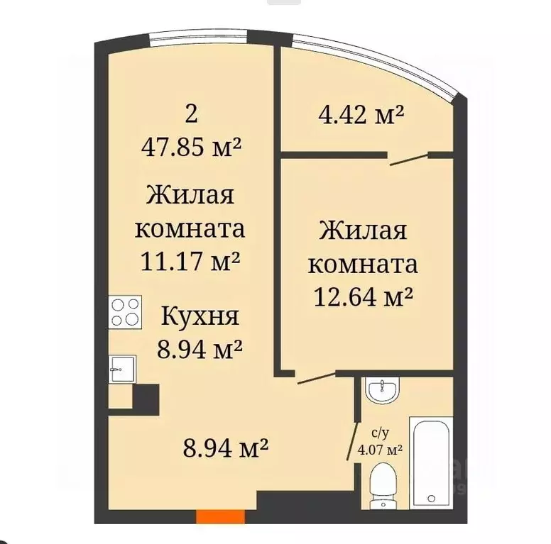 1-к кв. Ростовская область, Ростов-на-Дону Привокзальная ул., 3/1 ... - Фото 1
