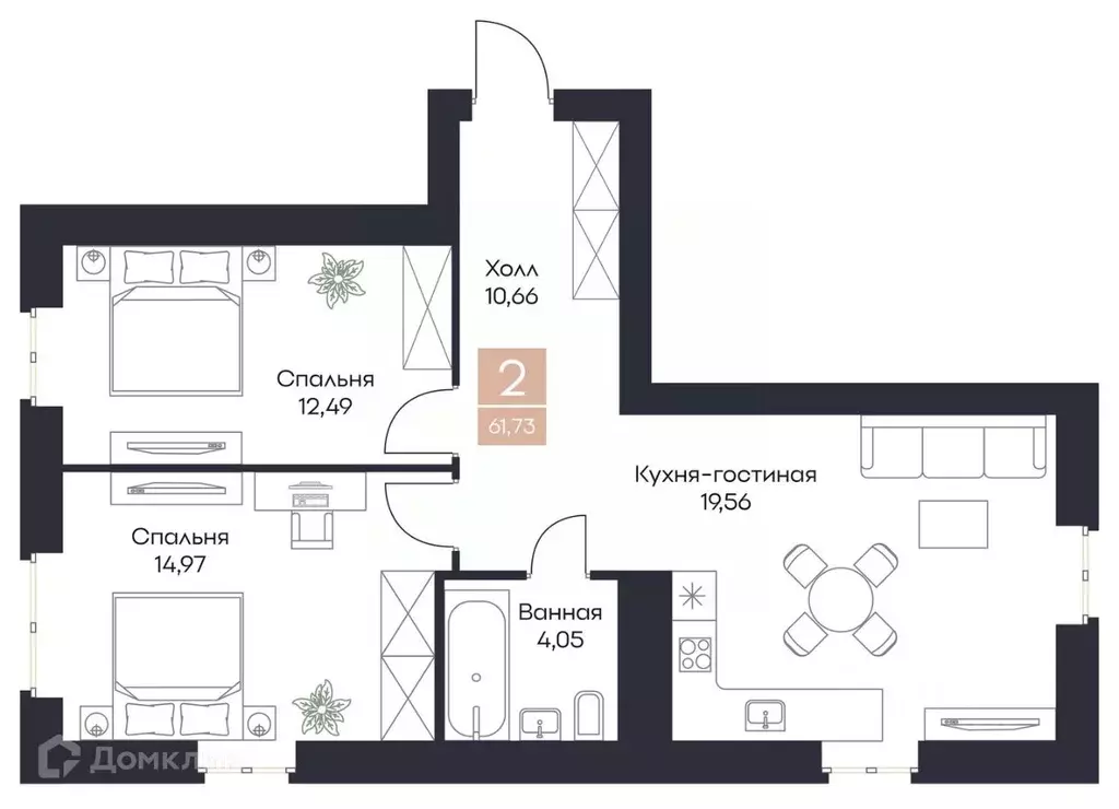 2-к кв. Рязанская область, Рязанский район, Полянское с/пос, с. Поляны ... - Фото 1