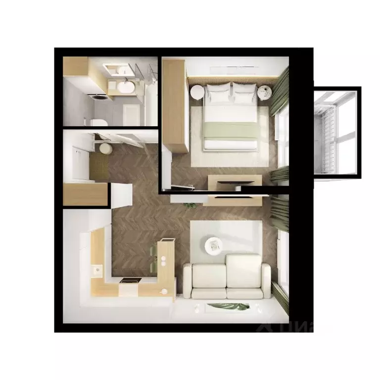 1-к кв. Татарстан, Казань ул. Анаса Тазетдинова, 1к10 (42.3 м) - Фото 2