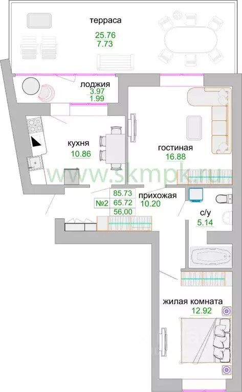 2-к кв. Калининградская область, Зеленоградск ул. Тургенева, 16А (67.7 ... - Фото 0