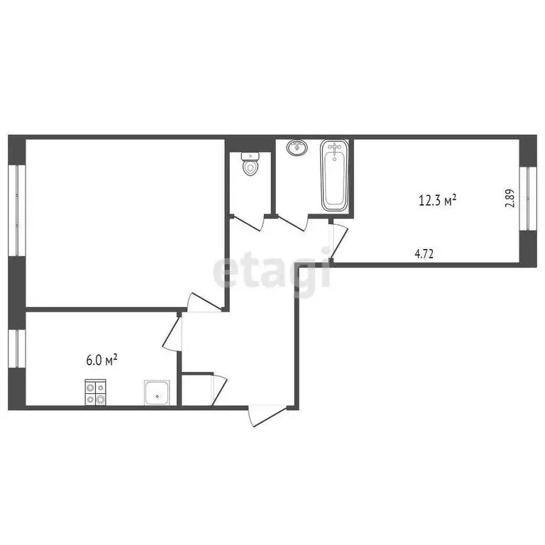 1к в 2-комнатной квартире (12 м) - Фото 1