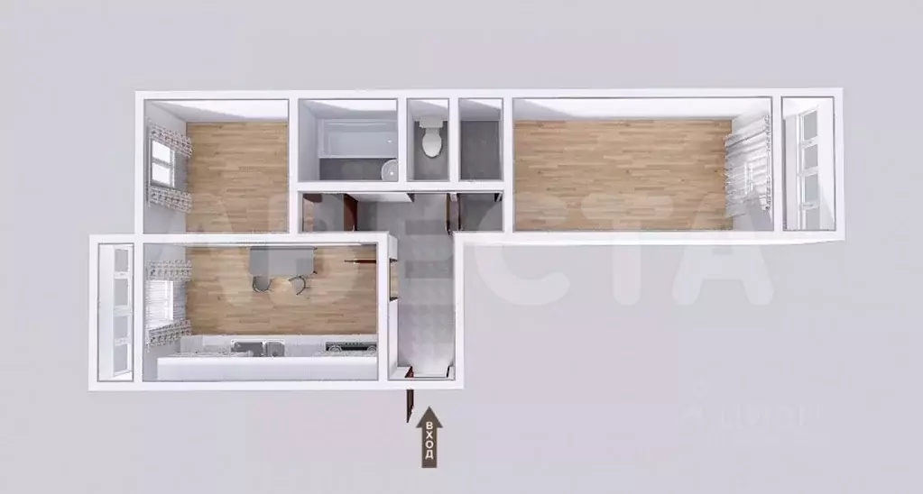 2-к кв. Омская область, Омск Привокзальный мкр, ул. Академика Павлова, ... - Фото 2