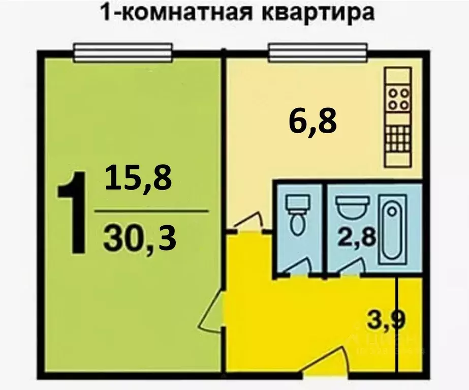 1-к кв. Московская область, Солнечногорск городской округ, Чашниково ... - Фото 2