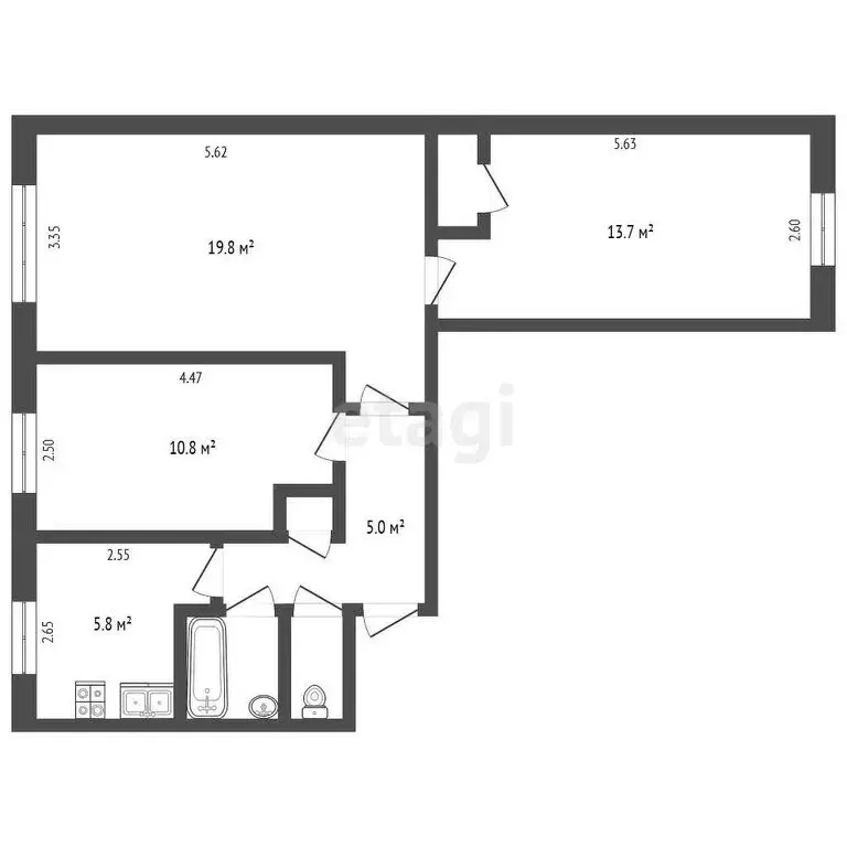 3-комнатная квартира: Елизово, Дальневосточная улица, 11 (59.6 м) - Фото 0