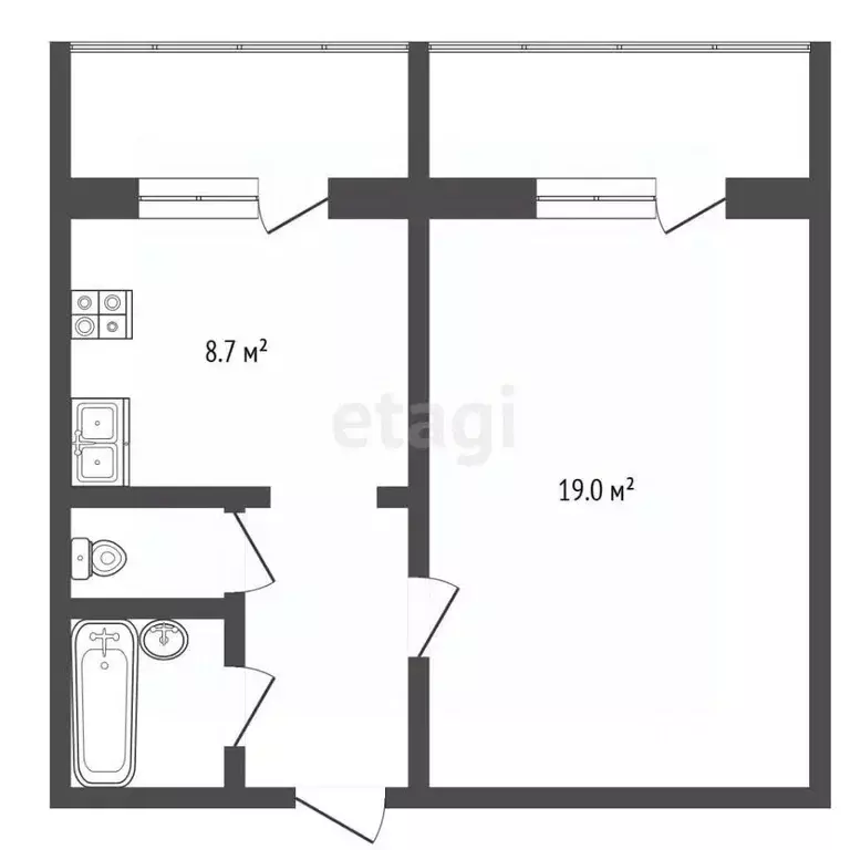 1-к кв. Чувашия, Чебоксары ул. Чернышевского, 20 (35.7 м) - Фото 2