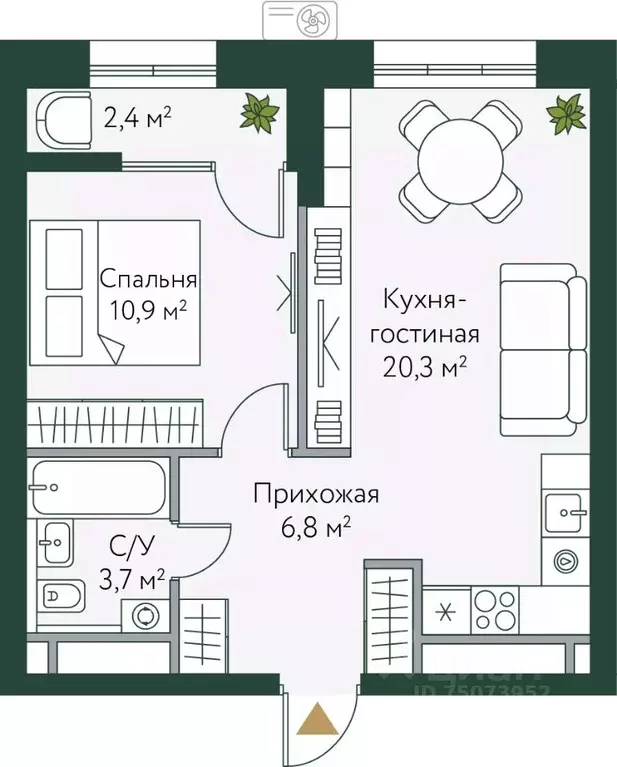 1-к кв. Волгоградская область, Волгоград Новосибирская ул., 74с1 (44.1 ... - Фото 0