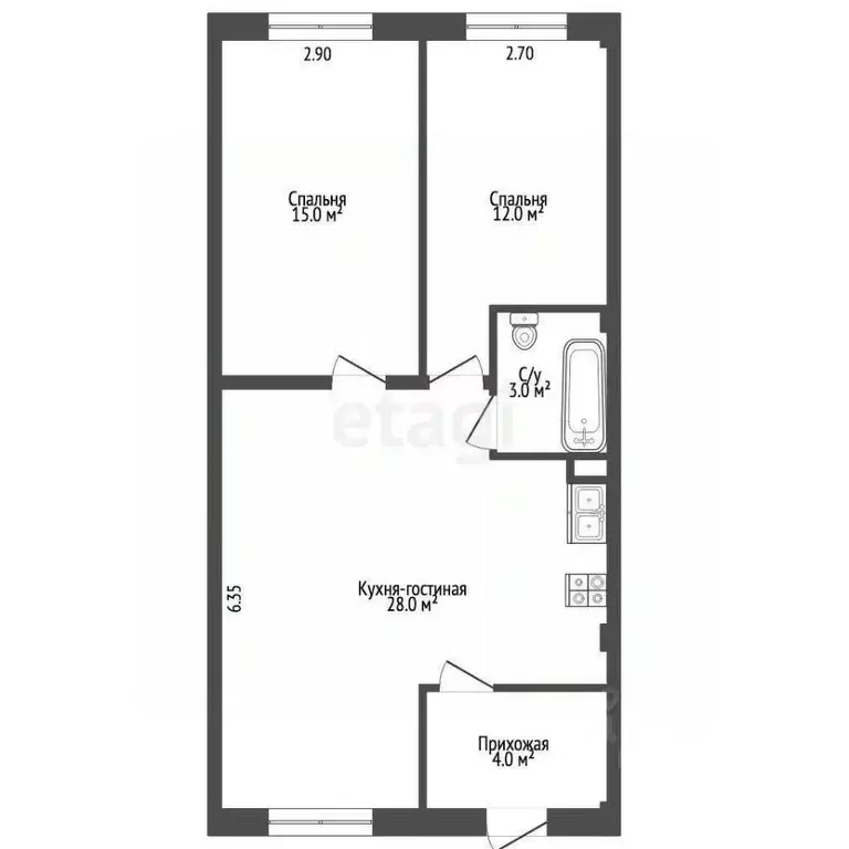 3-к кв. Крым, Белогорск ул. Луначарского, 31 (67.3 м) - Фото 2