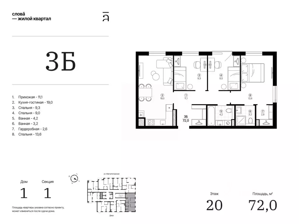 3-к кв. Астраханская область, Астрахань Магнитогорская ул., 1 (71.97 ... - Фото 1