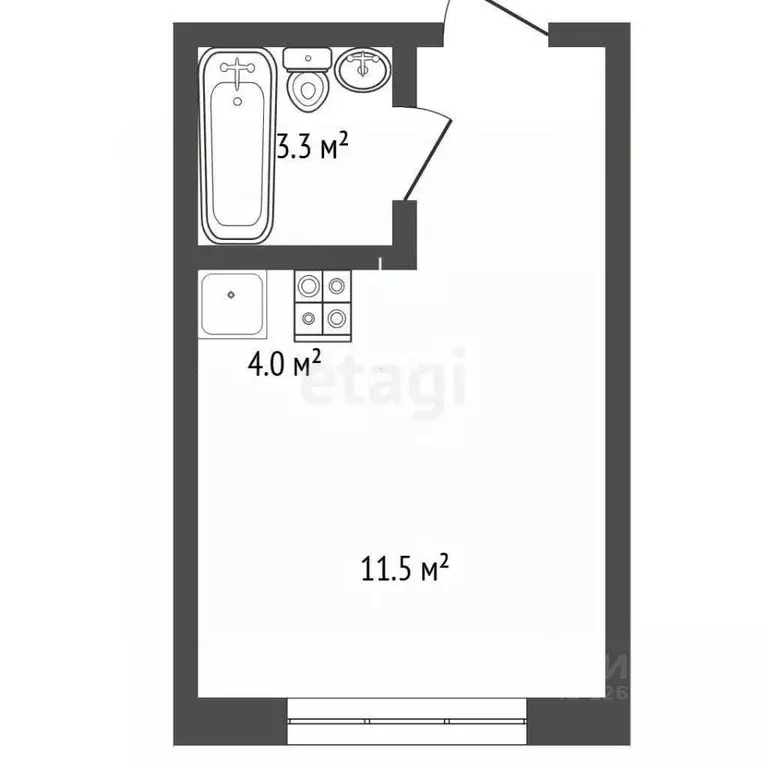 Студия Москва Фестивальная ул., 15К4 (22.3 м) - Фото 1