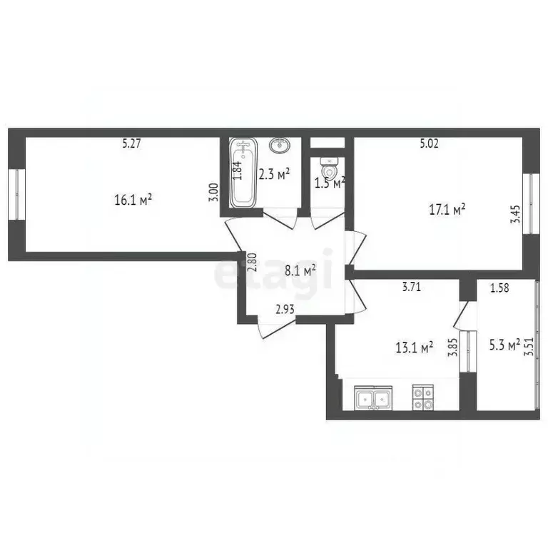 2-к кв. Ростовская область, Ростов-на-Дону ул. Вересаева, 102/1с3 ... - Фото 1