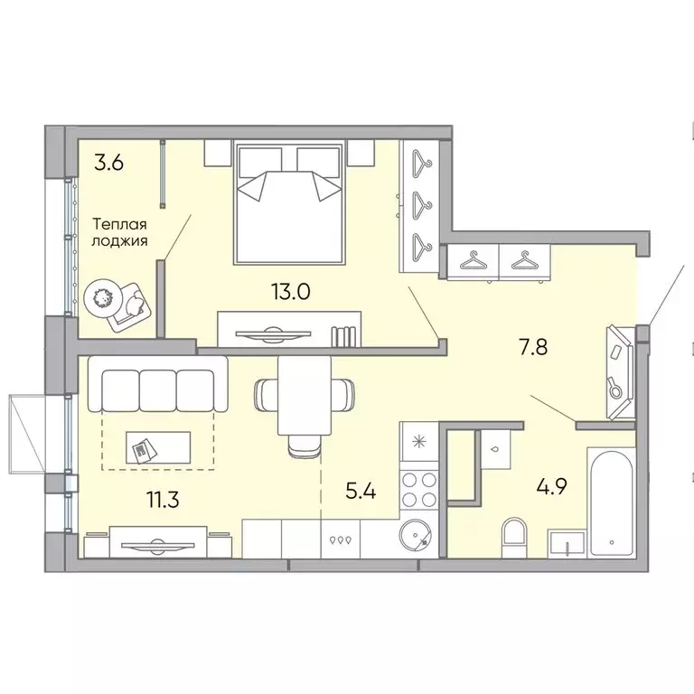 2-комнатная квартира: Чита, микрорайон Хороший, 10 (46 м) - Фото 1
