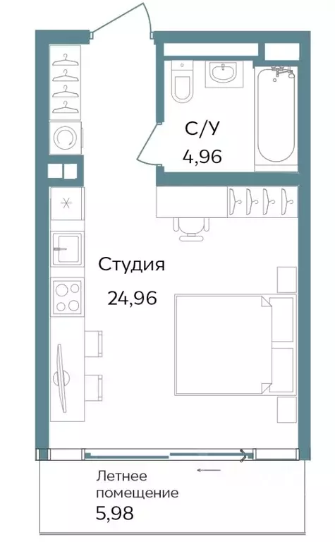 Студия Крым, Саки ул. Морская (35.9 м) - Фото 0