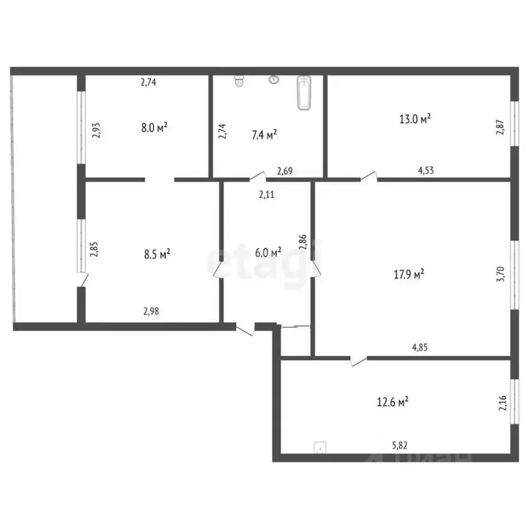 4-к кв. Амурская область, Благовещенск Амурская ул., 165 (74.0 м) - Фото 1