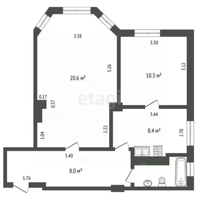 2-к кв. Калужская область, Калуга ул. Гурьянова, 17 (49.2 м) - Фото 2