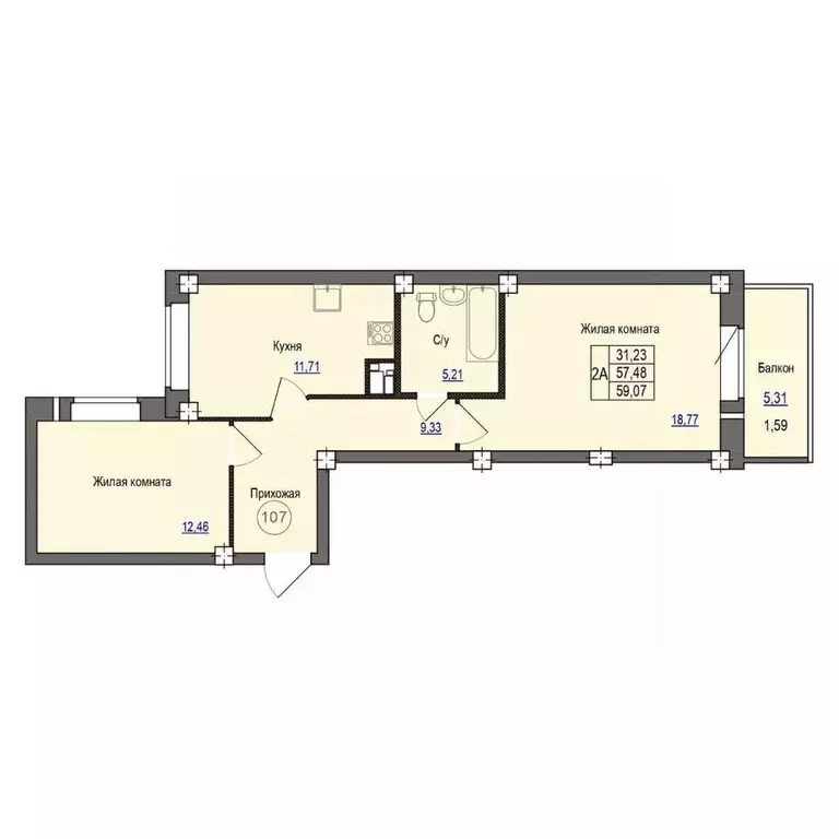 2-к кв. Псковская область, Псковский район, Завеличенская волость, д. ... - Фото 1