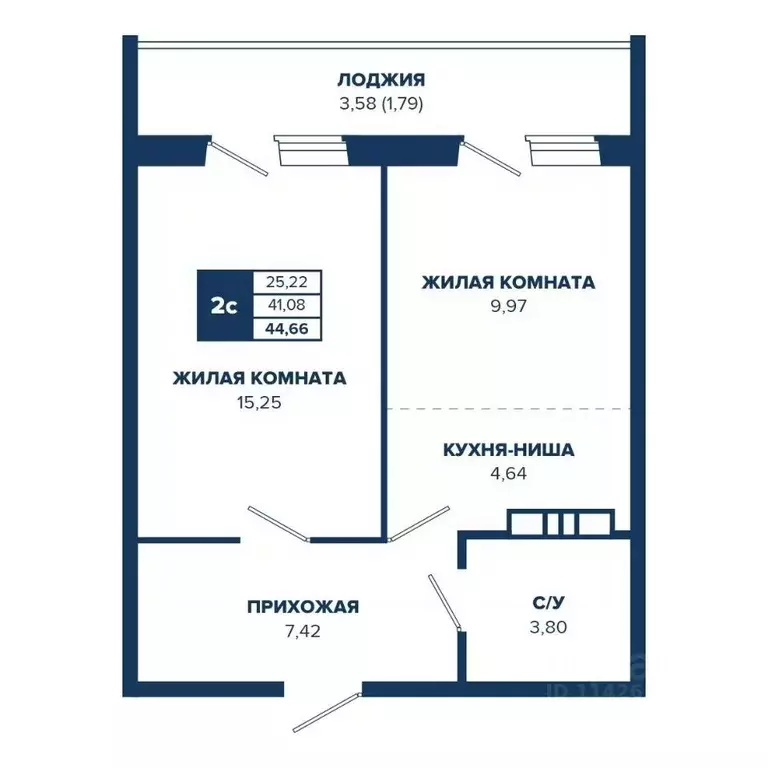 2-к кв. Новосибирская область, Новосибирск Знаменский кв-л,  (44.66 м) - Фото 0
