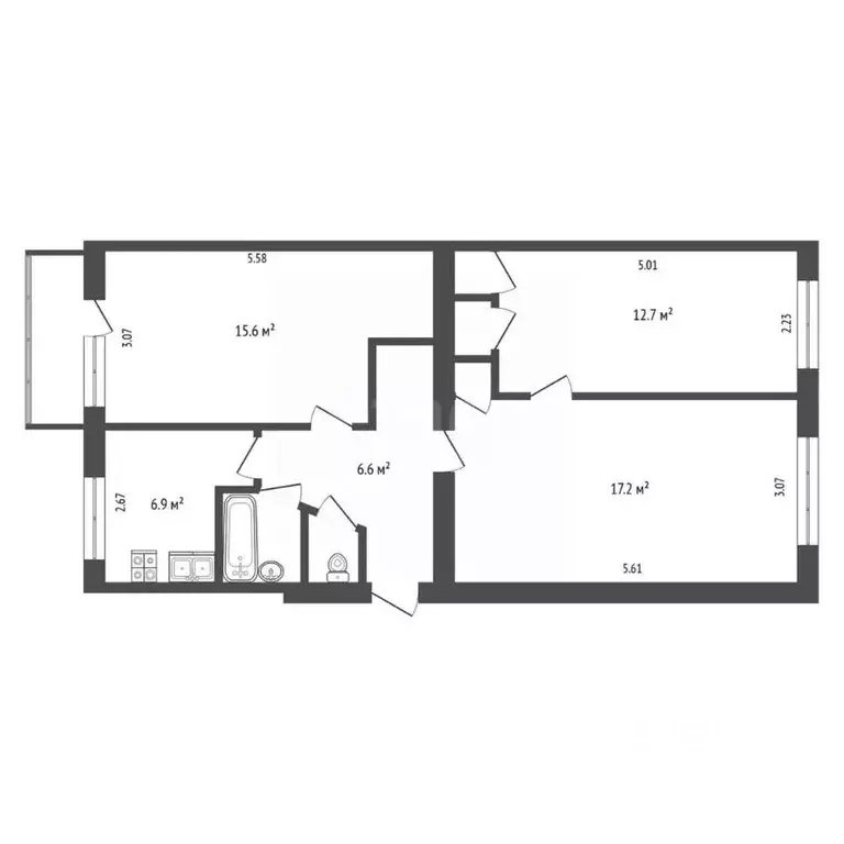 3-к кв. Вологодская область, Череповец Красная ул., 1А (62.4 м) - Фото 2