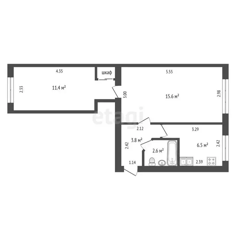 2-комнатная квартира: Черноморское, улица Кирова, 45 (41.4 м) - Фото 0