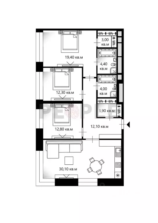 4-к кв. Москва Гжатская ул., 5к10 (102.0 м) - Фото 1