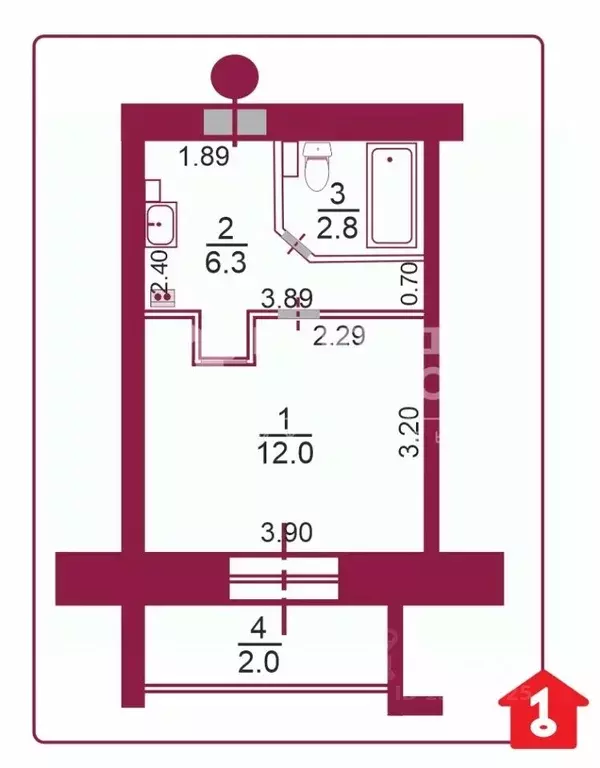 1-к кв. Омская область, Омск Светловская ул., 10 (21.1 м) - Фото 2