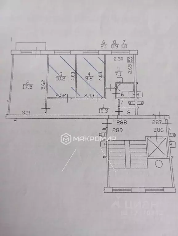Квартира, 3 комнаты, 59 м - Фото 1