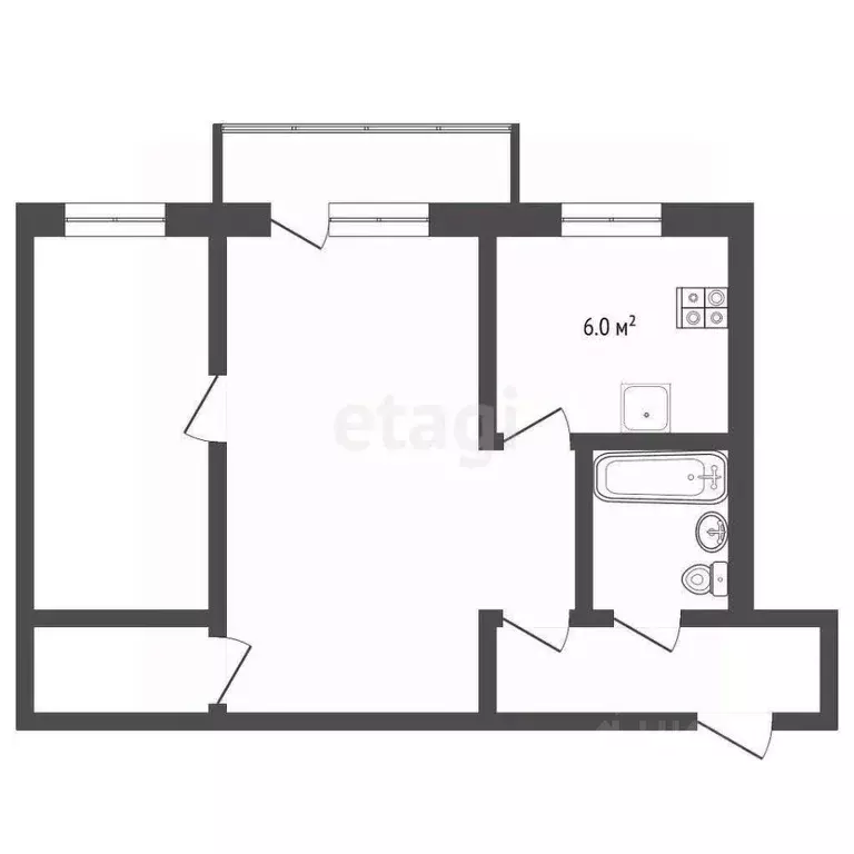 2-к кв. Челябинская область, Челябинск ул. 60-летия Октября, 40 (44.6 ... - Фото 1