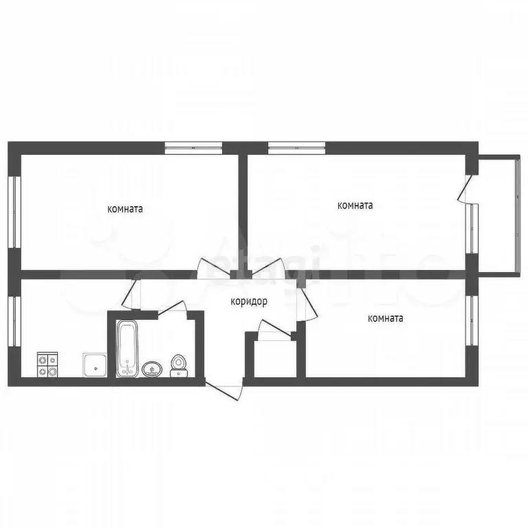 3-к. квартира, 60,9 м, 5/5 эт. - Фото 0
