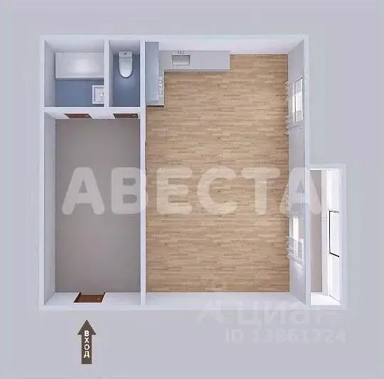 Студия Омская область, Омск ул. Леонида Маслова, 11 (40.8 м) - Фото 2