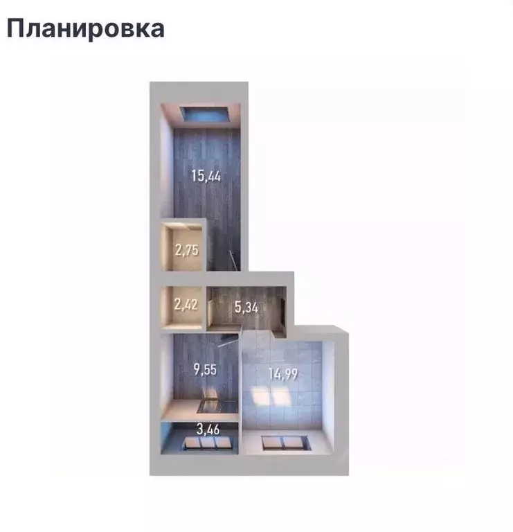 2-к кв. Татарстан, Казань пос. Дербышки, ул. Мира, 64к2 (54.0 м) - Фото 2