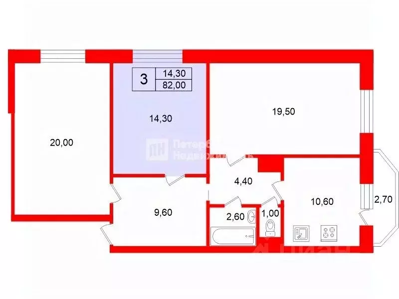Комната Санкт-Петербург ул. Маршала Захарова, 12к1 (14.3 м) - Фото 1