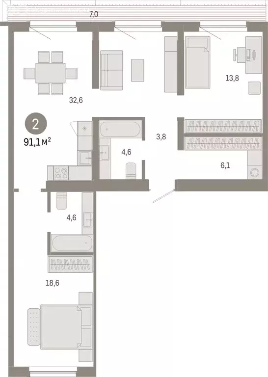 2-комнатная квартира: Новосибирск, Большевистская улица, с49 (91.08 м) - Фото 1