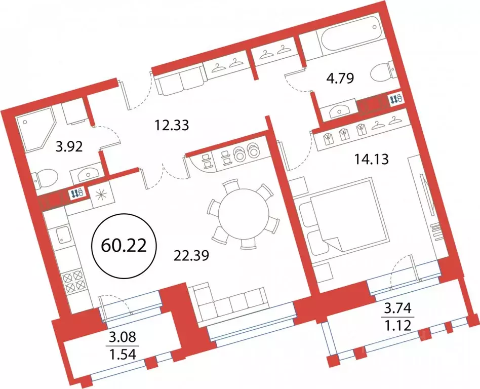 1-к кв. санкт-петербург ул. плесецкая, 2 (60.22 м) - Фото 0