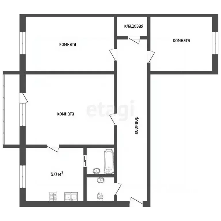 3-к кв. Ростовская область, Таганрог ул. Свободы, 24 (55.0 м) - Фото 2