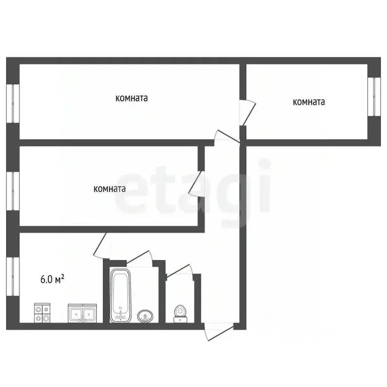 3-к кв. Владимирская область, Муром пос. Механизаторов,  (57.5 м) - Фото 2