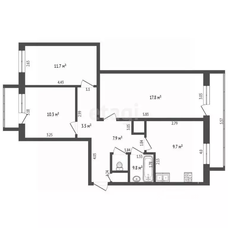 3-к кв. Ульяновская область, Карсун рп ул. Гусева, 5 (65.4 м) - Фото 2