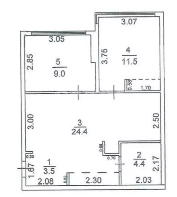 3-к кв. Кемеровская область, Кемерово ул. Мичурина, 58 (52.8 м) - Фото 1