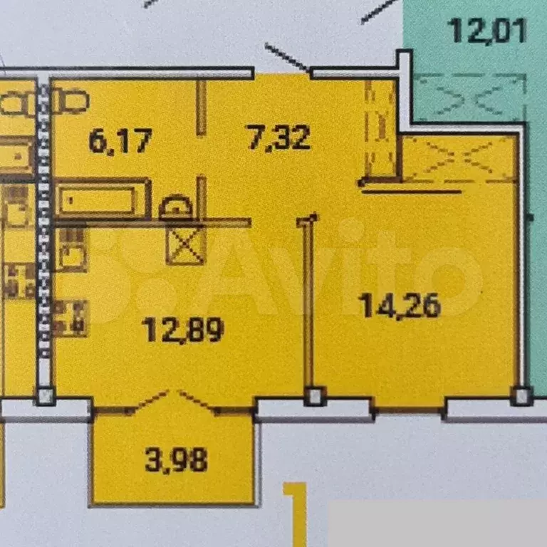 1-к. квартира, 40,9 м, 2/4 эт. - Фото 0