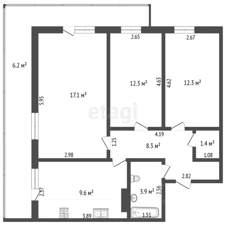 3-к кв. Крым, Феодосия ш. Симферопольское, 41Бк2 (65.5 м) - Фото 2